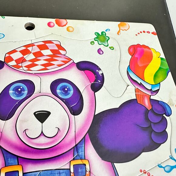 Vintage 90's Lisa Frank Painter Bear Puzzle Tray Panda - Picture 3 of 7